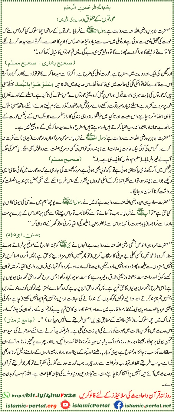 rights of women in islam hadith ki roshni mein shohar biwi ke huqooq