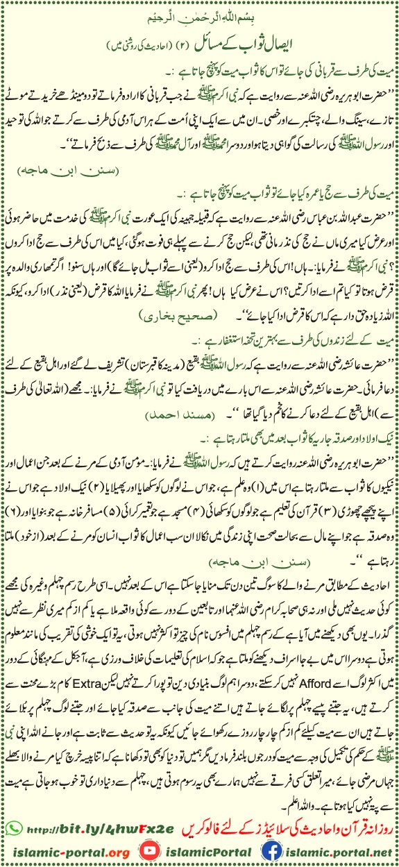 isaal e sawab mayyat ke liye qurbani hajj istighfar sadaqah hadith